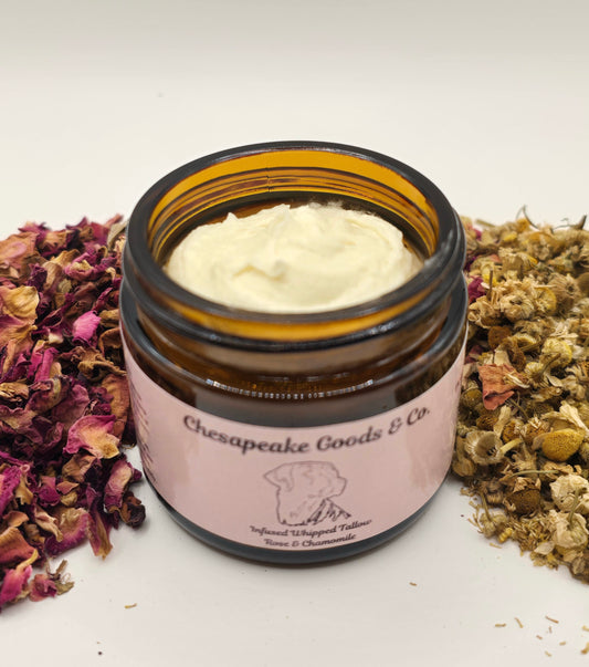 Rose & Chamomile Infused Whipped Tallow - Jojoba Oil